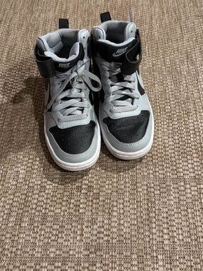 Nike Kids Black and Gray High-Top Sneakers with Ankle Strap